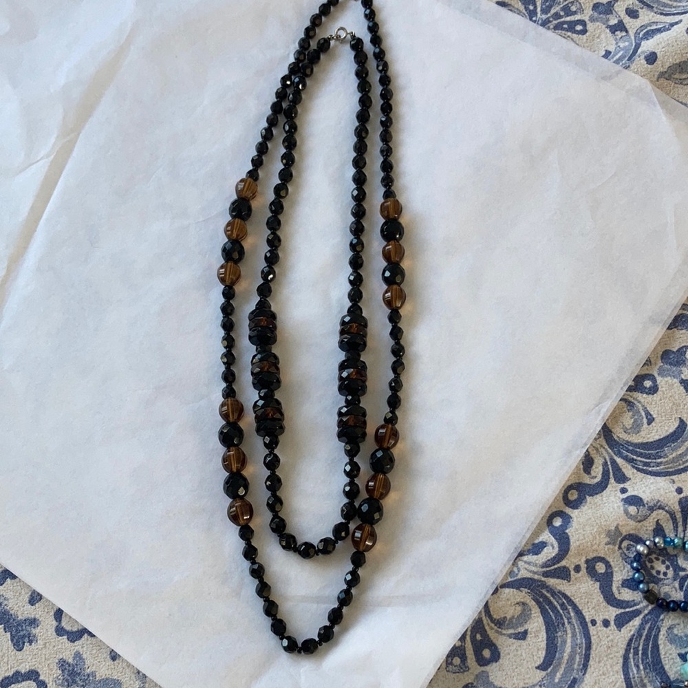 Two Jet & Smokey Quartz Necklaces